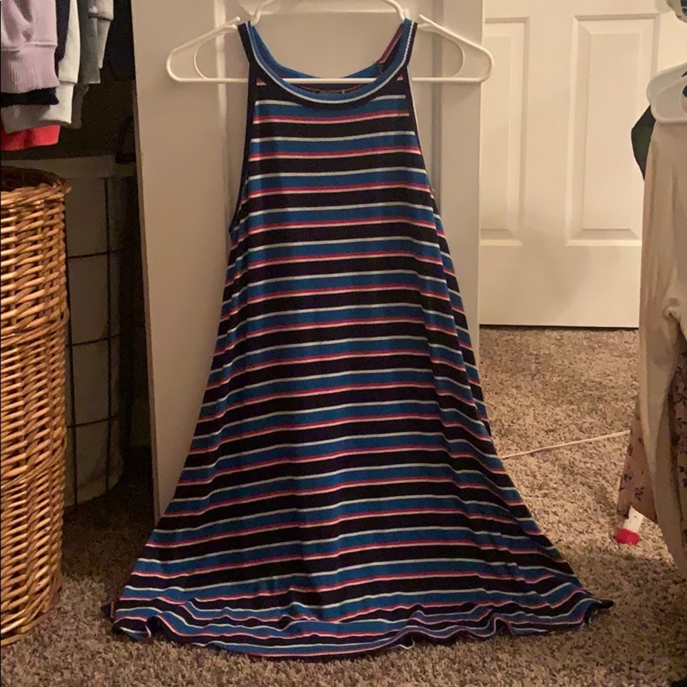 Red, white and blue striped dress